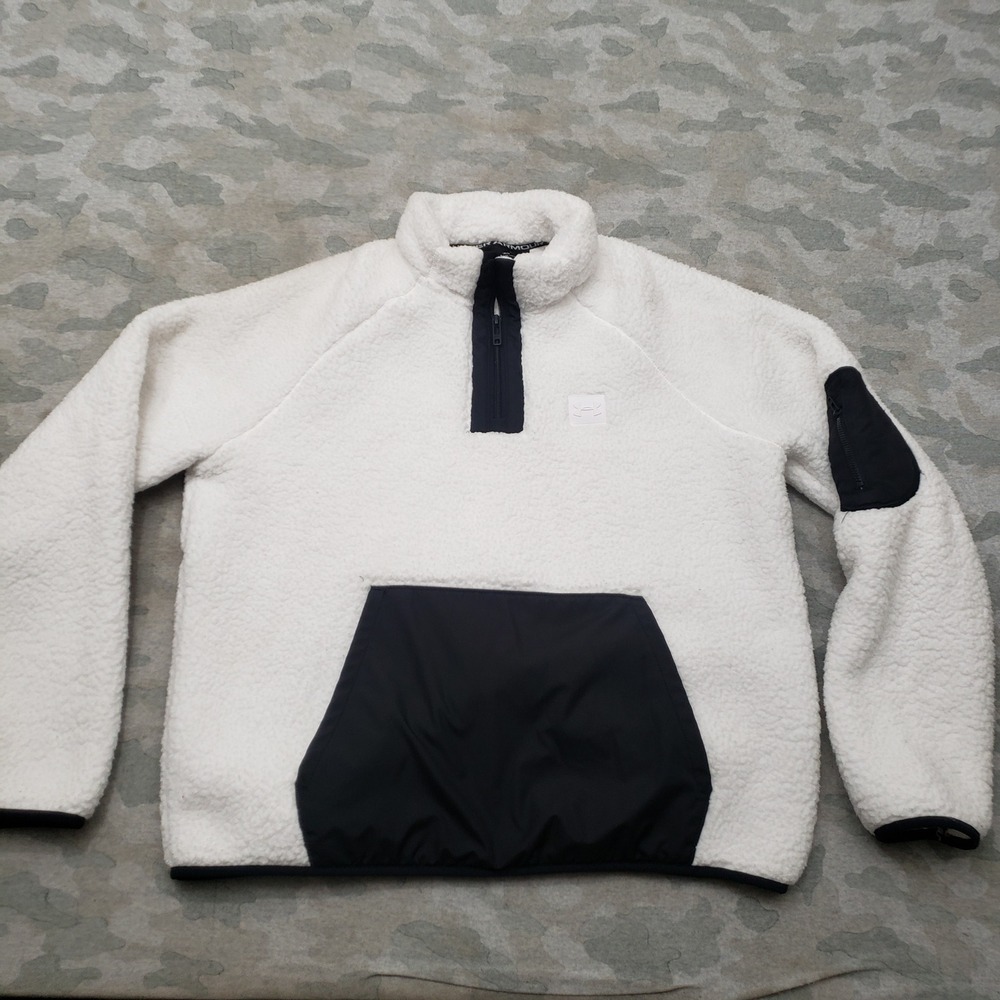 Under Armour Sweatshirt Womens Large White Quarter Zip Pocket Fleece Pullover